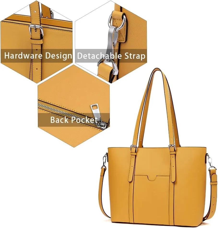 BOSTANTEN Womens Leather Laptop Tote Office Shoulder Handbag Vintage Briefcase 15.6 inch Computer Work Purse