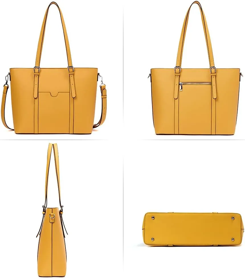 BOSTANTEN Womens Leather Laptop Tote Office Shoulder Handbag Vintage Briefcase 15.6 inch Computer Work Purse