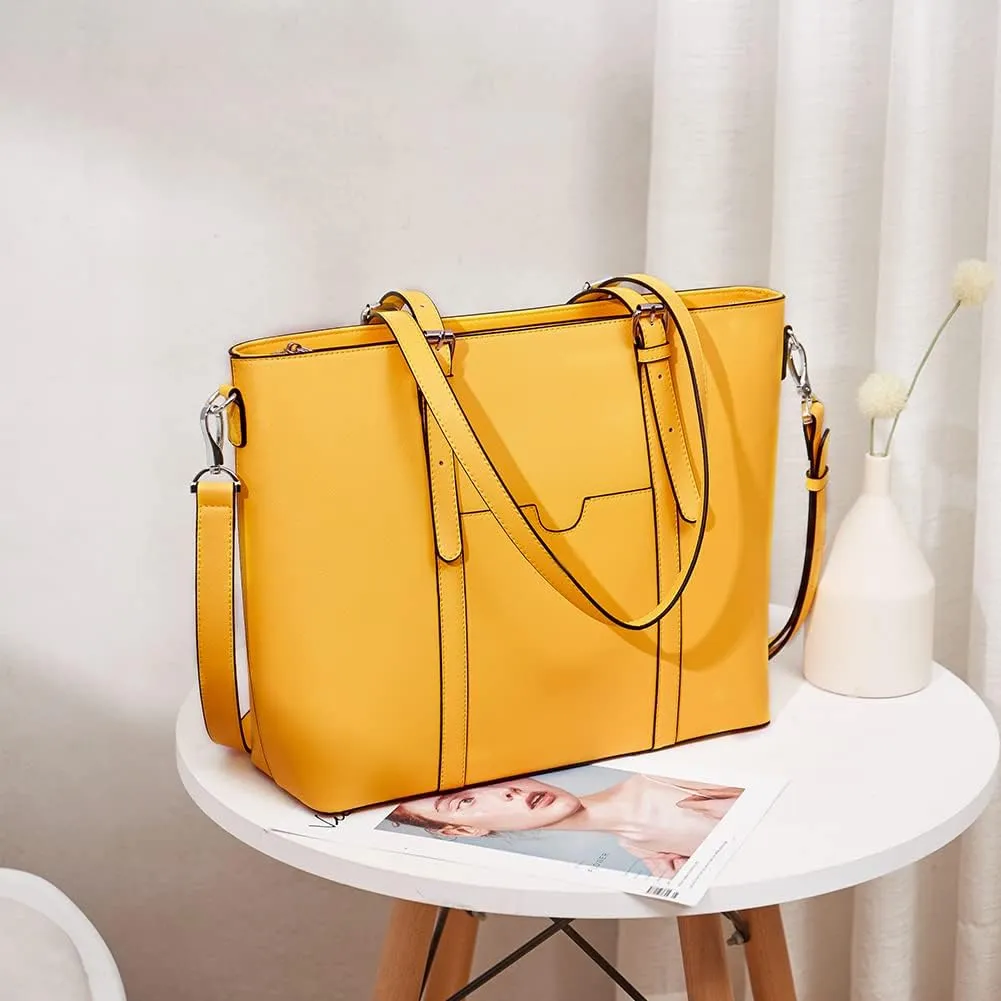 BOSTANTEN Womens Leather Laptop Tote Office Shoulder Handbag Vintage Briefcase 15.6 inch Computer Work Purse