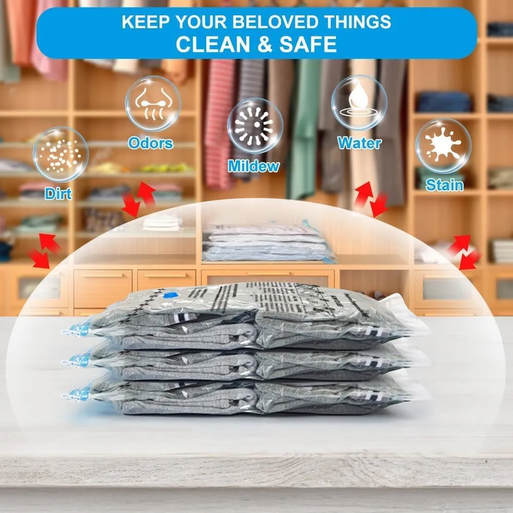 BoxLegend Vacuum Storage Bags Space Saving Bags Vacuum Bags Vacuum Pack Storage Bags 8 Jumbo 31.5’’x39.37’’ Double Zipper Seal & Leak Valve Reusable for Clothes Pillow Comforters Bedding, 1 Large Pump