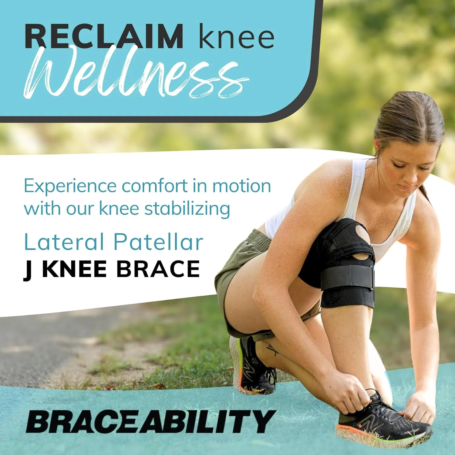 BraceAbility J Patella Knee Brace - Lateral Patellar Stabilizer with Medial and J-Lat Support Straps for Dislocation, Subluxation, Patellofemoral Pain, Left or Right Kneecap Tracking (2XL)