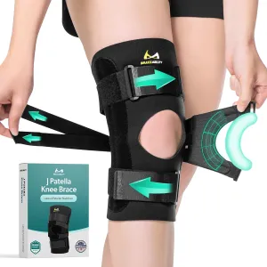 BraceAbility J Patella Knee Brace - Lateral Patellar Stabilizer with Medial and J-Lat Support Straps for Dislocation, Subluxation, Patellofemoral Pain, Left or Right Kneecap Tracking (2XL)