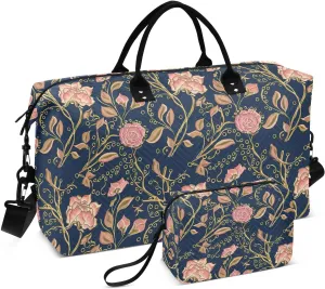 Branch Golden Circles Navy Sports Gym Bag for Women Men Travel Duffel Bag Weekend Overnight Carry on Bag with Toiletry Bag for Hospital Plane Swimming Yoga Workout