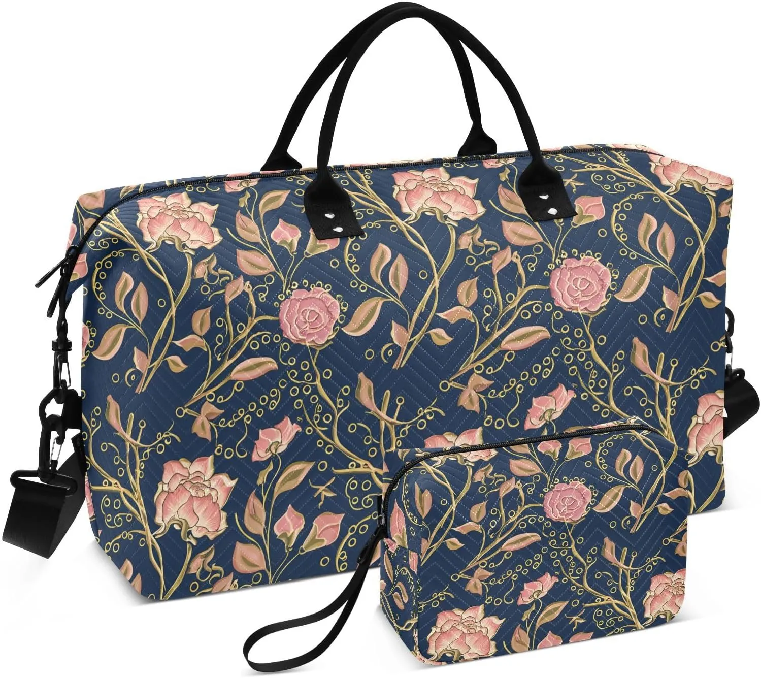 Branch Golden Circles Navy Sports Gym Bag for Women Men Travel Duffel Bag Weekend Overnight Carry on Bag with Toiletry Bag for Hospital Plane Swimming Yoga Workout