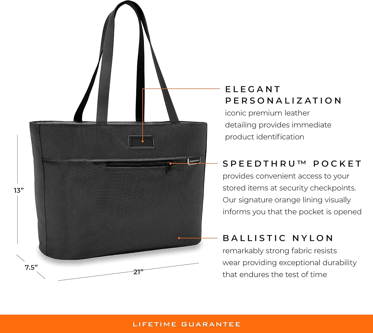 Briggs & Riley Traveler Tote Bag - Nylon Tote Bag for Weekend Travel & Work, Smooth Zipper Closure - Baseline Collection