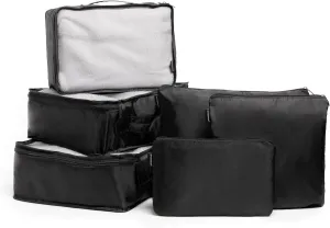 Brookstone Packing Cubes - 6 Piece Compression Packing Cubes for Travel - Tear Resistant Travel Essentials Bag Organizer Set, Black