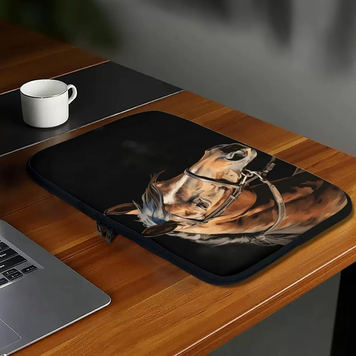 Brown Horse Black Laptops Sleeve Portable Computer Carrying Case with Zippers Tablet Shoulder Bag
