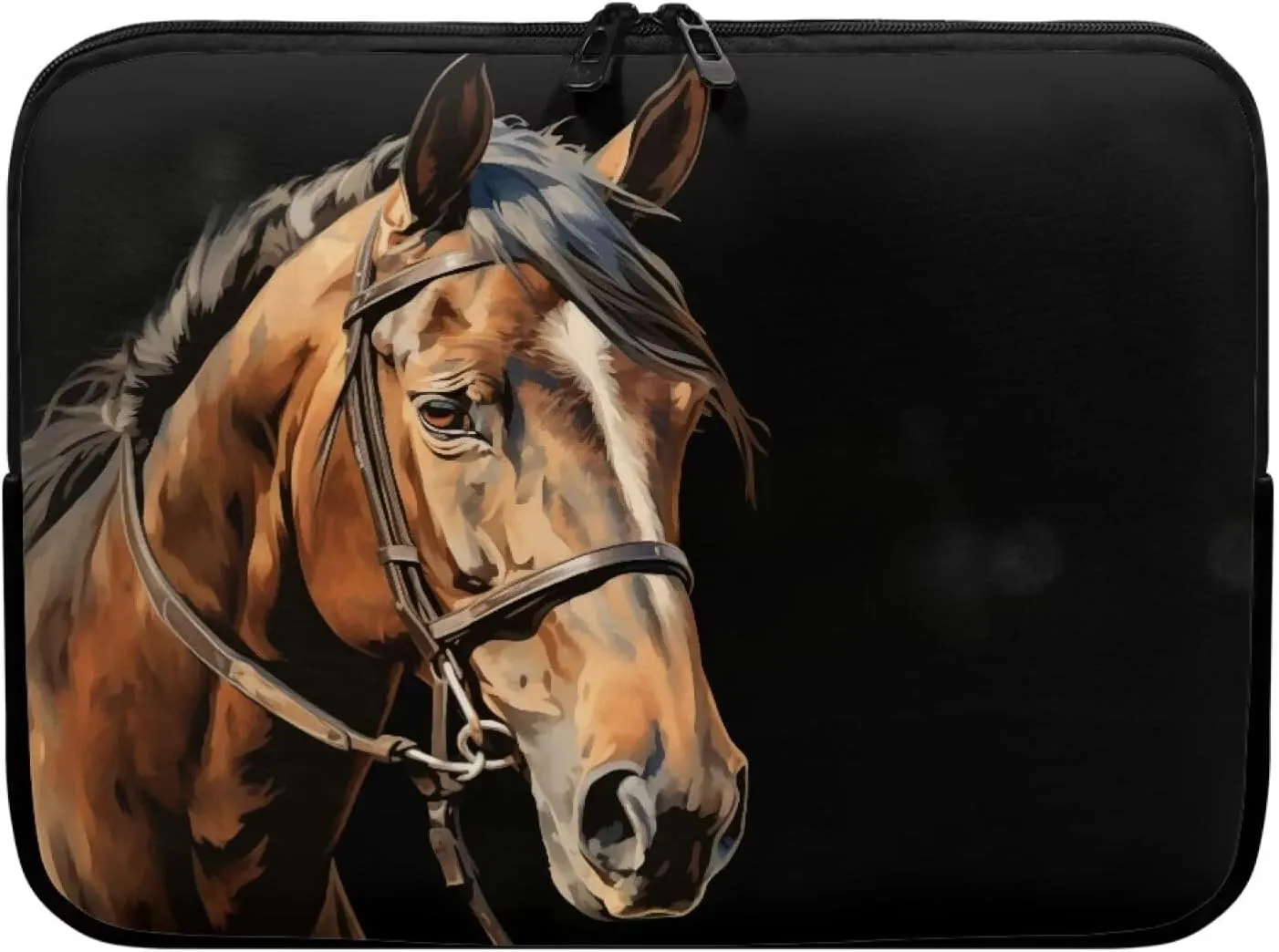 Brown Horse Black Laptops Sleeve Portable Computer Carrying Case with Zippers Tablet Shoulder Bag