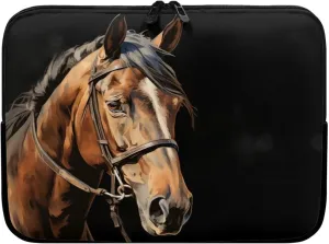 Brown Horse Black Laptops Sleeve Portable Computer Carrying Case with Zippers Tablet Shoulder Bag