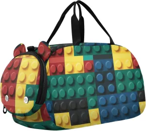 Building Blocks Cute Duffel Bag with Shoes Compartment Multifunctional Carry on Luggage for Beach Swim Bags Pool Sports