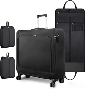 Bukere Rolling Garment Bags with Wheels for Travel, Checked-Large 26-Inch Suitcase, Wheeled Garment Luggage Bag with TSA Locks for Men and Women, 4 Spinner Wheels, Separate Suit Compartment
