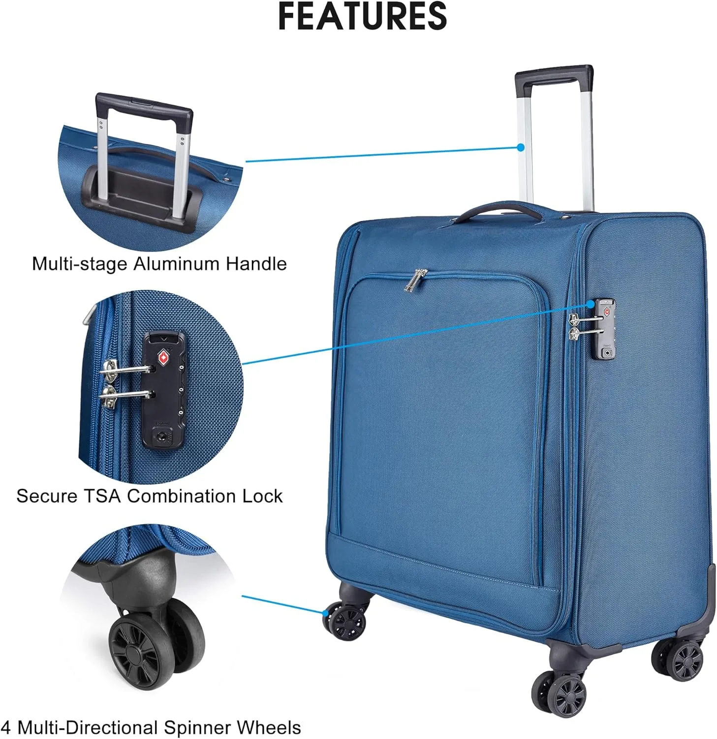Bukere Rolling Garment Bags with Wheels for Travel, Checked-Large 26-Inch Suitcase, Wheeled Garment Suitcase Bag with TSA Locks for Men and Women, 4 Spinner Wheels, Separate Suit Compartment