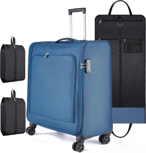 Bukere Rolling Garment Bags with Wheels for Travel, Checked-Large 26-Inch Suitcase, Wheeled Garment Suitcase Bag with TSA Locks for Men and Women, 4 Spinner Wheels, Separate Suit Compartment