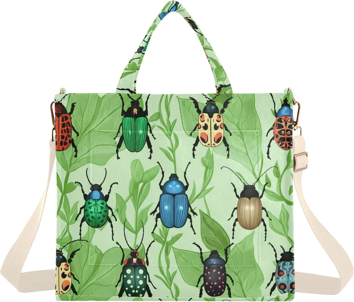 Burbuja Beetles Leaves Tote Bag for Women, Corduroy Tote Bag Handbag Crossbody Bag for Shopping Work Travel