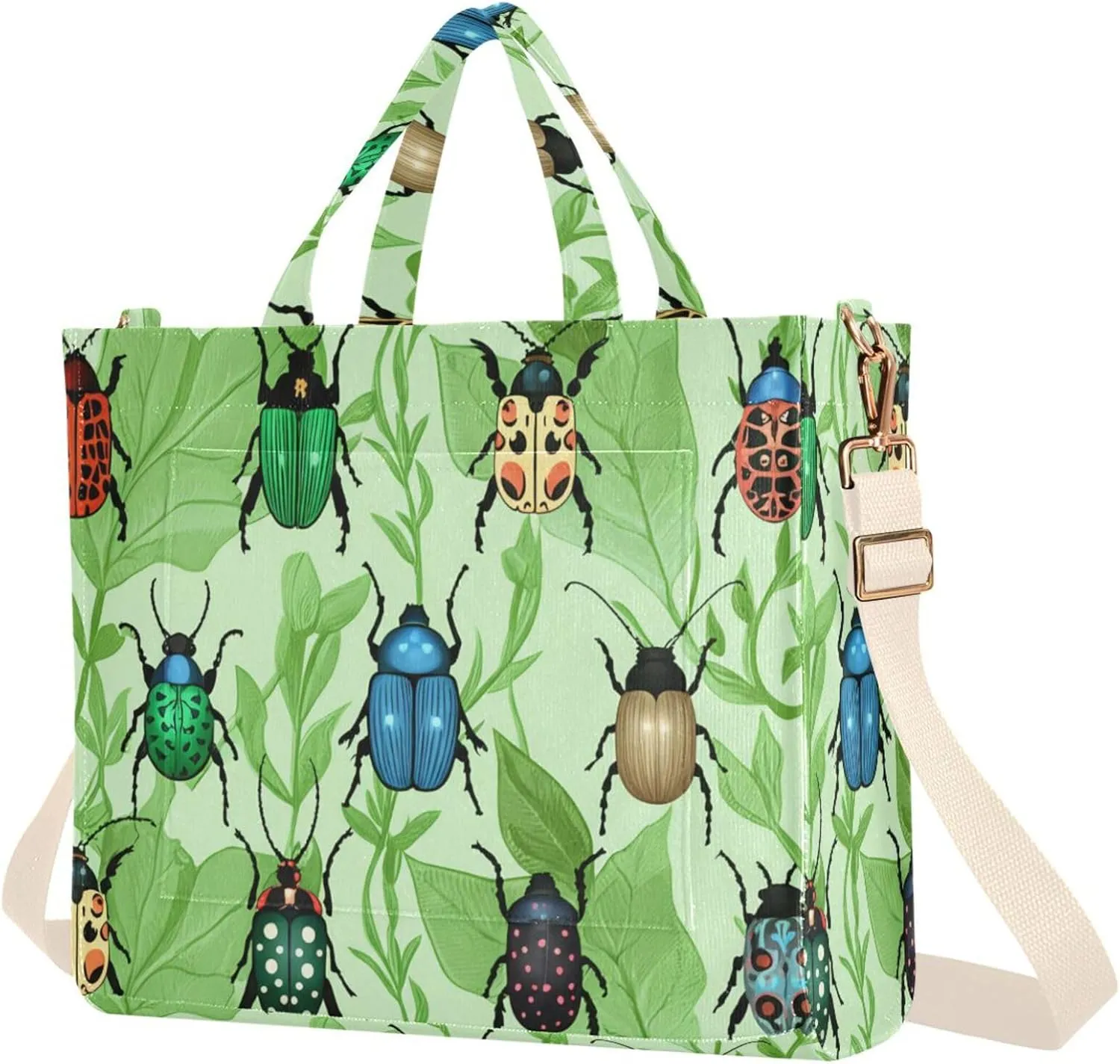 Burbuja Beetles Leaves Tote Bag for Women, Corduroy Tote Bag Handbag Crossbody Bag for Shopping Work Travel