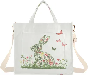 Burbuja Easter Bunny Tote Bag for Women, Corduroy Tote Bag Handbag Crossbody Bag for Shopping Work Travel, S