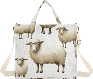 Burbuja Sheep Lamps Tote Bag for Women, Corduroy Tote Bag Handbag Crossbody Bag for Shopping Work Travel