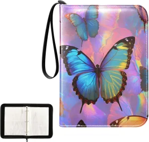 Butterflies Colorful Trading Card Binder, Zip Binder with Sleeves Card Collection Storage