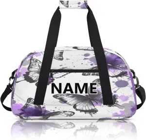 Butterfly Mini Gym Bag 18 inch for Women Men Waterproof Custom Butterflies Travel Duffel Bag Carry On Overnight Tote Nurse Bag for Work Fitness Hiking