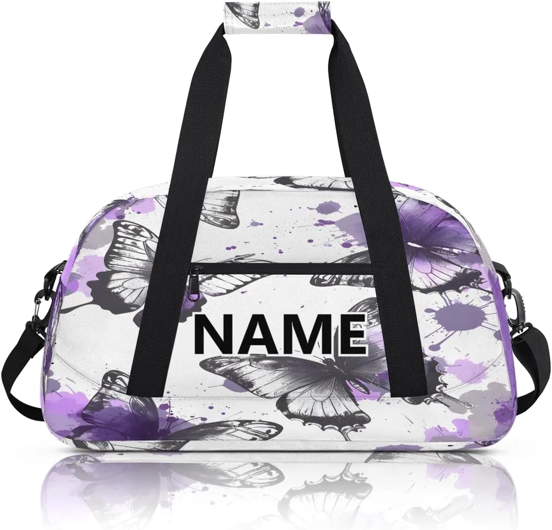 Butterfly Mini Gym Bag 18 inch for Women Men Waterproof Custom Butterflies Travel Duffel Bag Carry On Overnight Tote Nurse Bag for Work Fitness Hiking