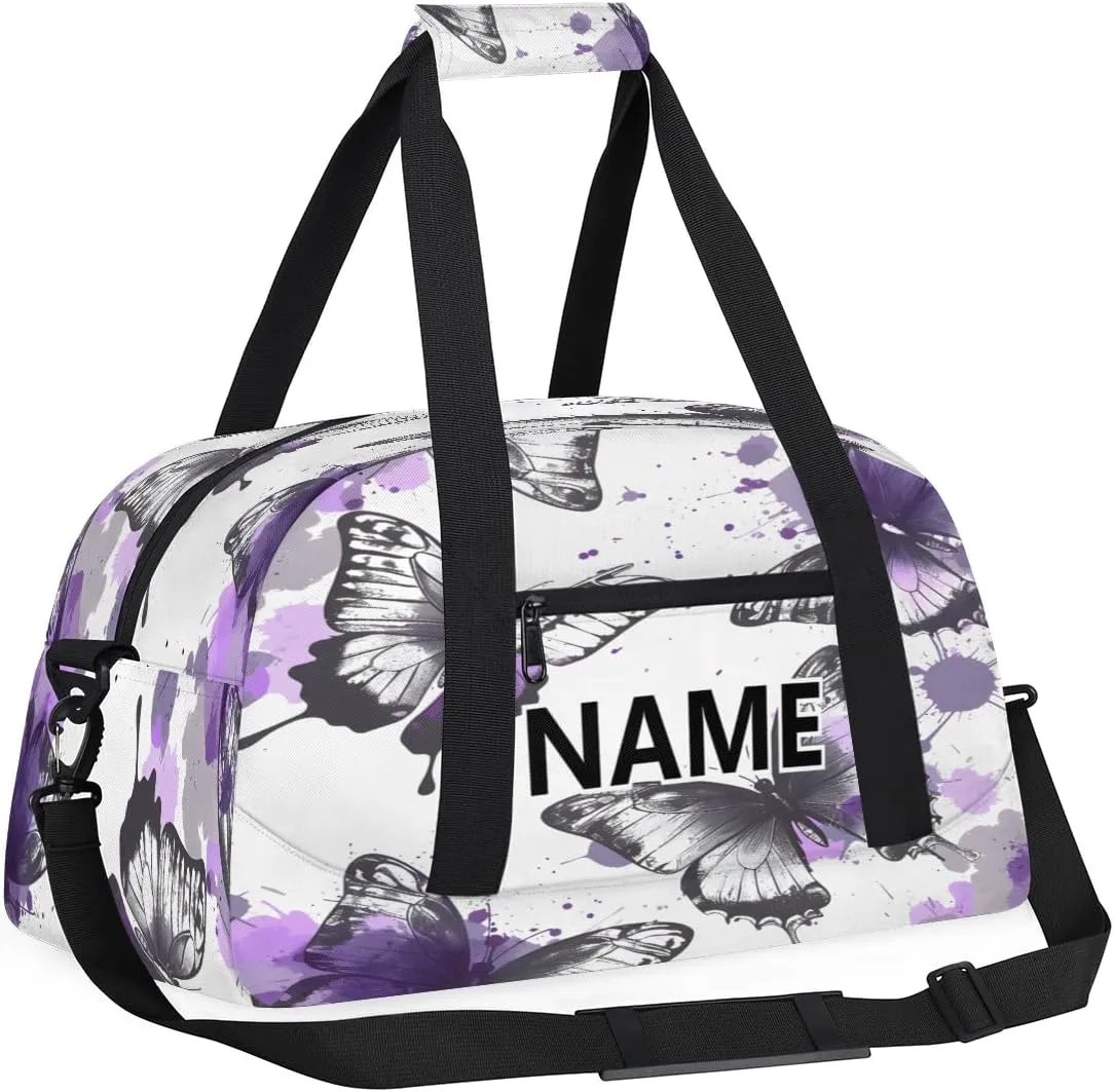 Butterfly Mini Gym Bag 18 inch for Women Men Waterproof Custom Butterflies Travel Duffel Bag Carry On Overnight Tote Nurse Bag for Work Fitness Hiking