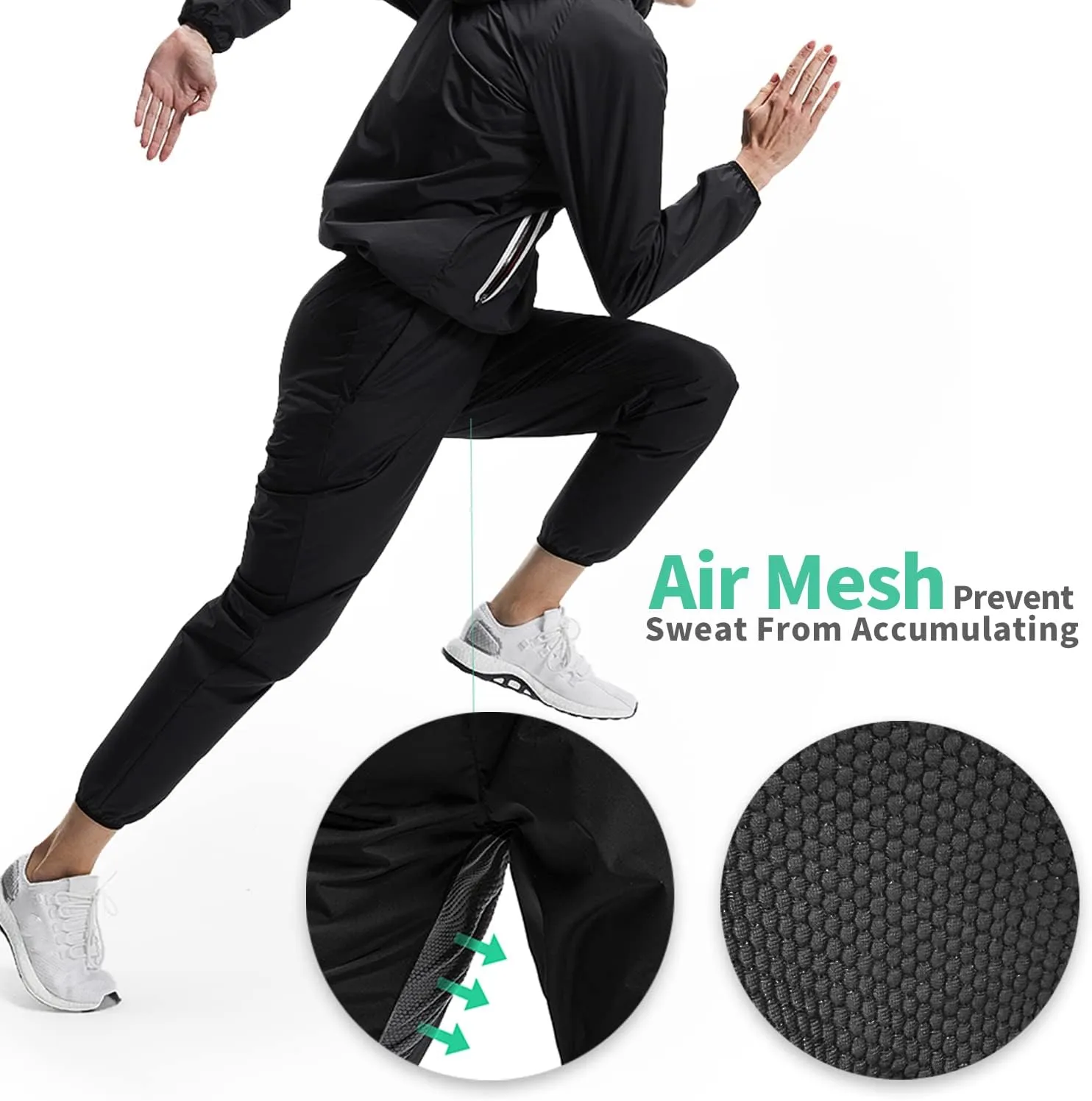 BVVU Sauna Suit for Women Sweat Suits Zipper Plus Size Workout Sweat Sauna Jacket Pants Anti Rip Exercise Boxing Gym