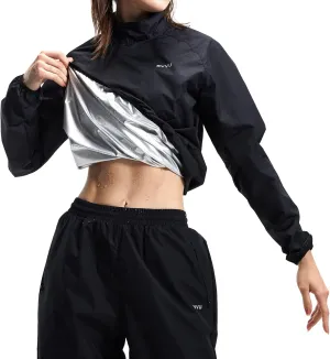 BVVU Sauna Suit for Women Sweat Suits Zipper Plus Size Workout Sweat Sauna Jacket Pants Anti Rip Exercise Boxing Gym