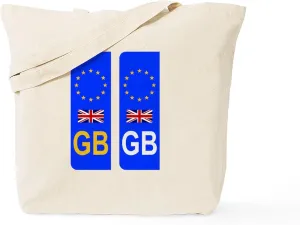 CafePress EU Number Plate Identifier For Great Britain Reusable Natural Beige Canvas Shopping Bag