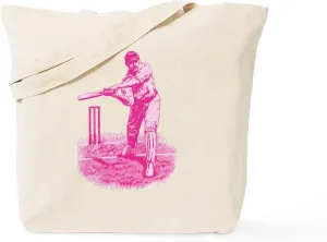 CafePress Pink Cricket Pitch Tote Bag Natural Canvas Tote Bag, Reusable Shopping Bag