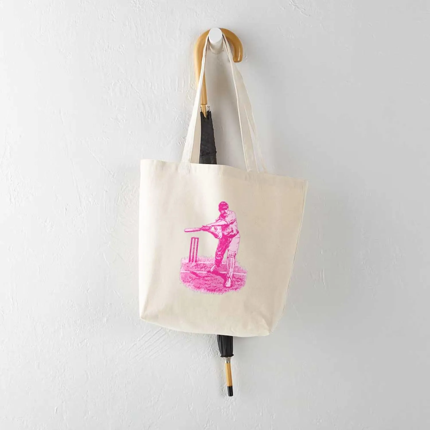 CafePress Pink Cricket Pitch Tote Bag Natural Canvas Tote Bag, Reusable Shopping Bag
