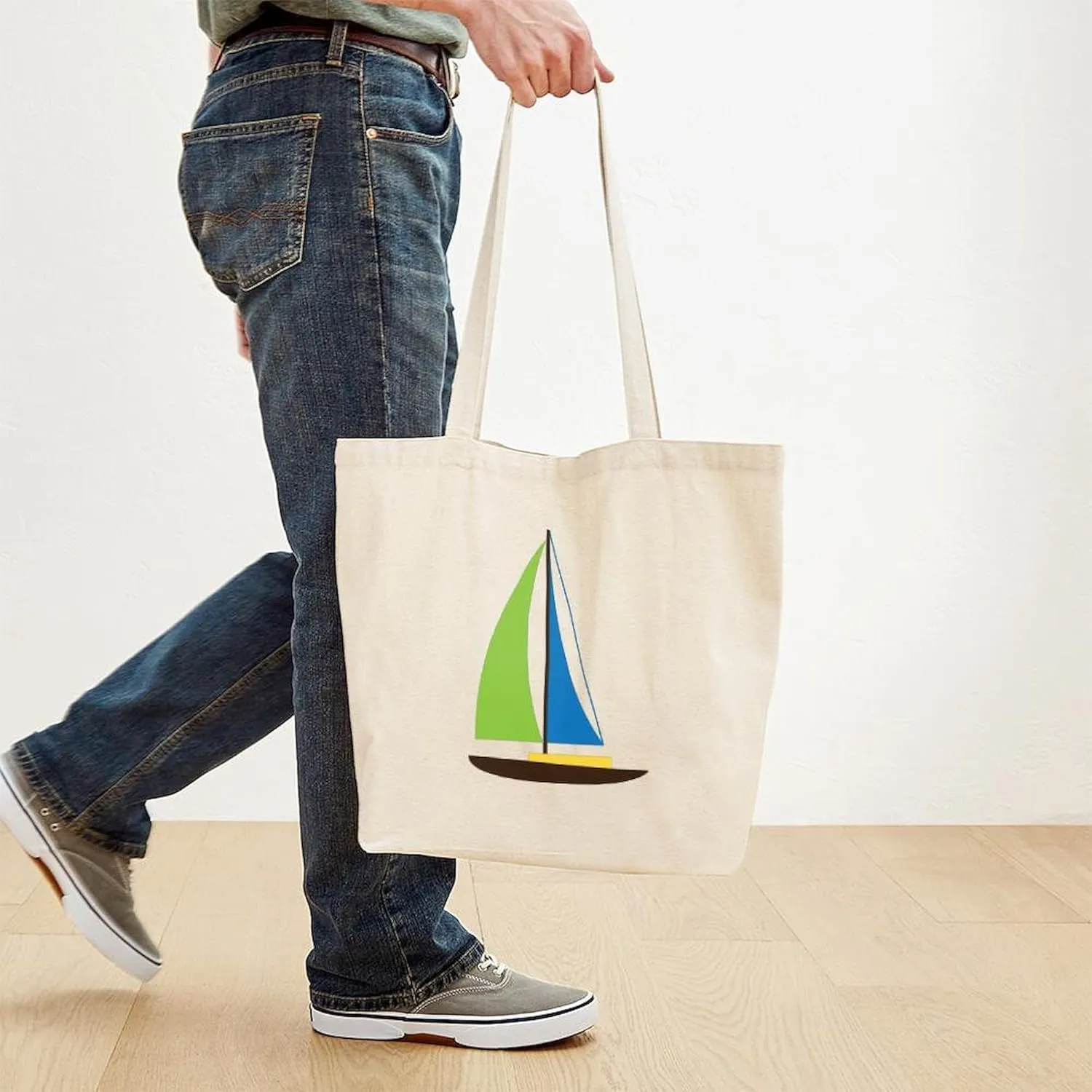 CafePress Sailing Boat Tote Bag Natural Canvas Tote Bag, Reusable Shopping Bag