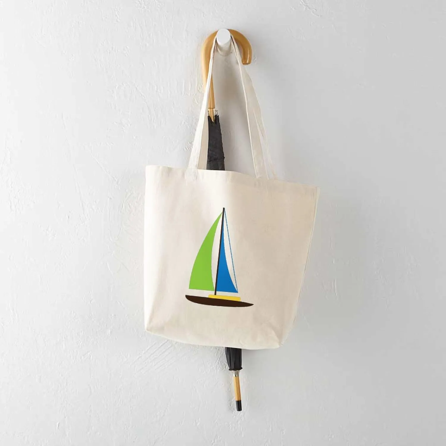 CafePress Sailing Boat Tote Bag Natural Canvas Tote Bag, Reusable Shopping Bag