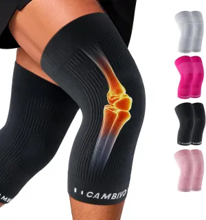 CAMBIVO Elite Motion Series Knee Brace for Women and Men (2 Pack), Ultra-Thin Lightweight Knee Compression Sleeve with Reflective Design for Pain Relief, Running, Workouts, Daily Use (Black, Medium)