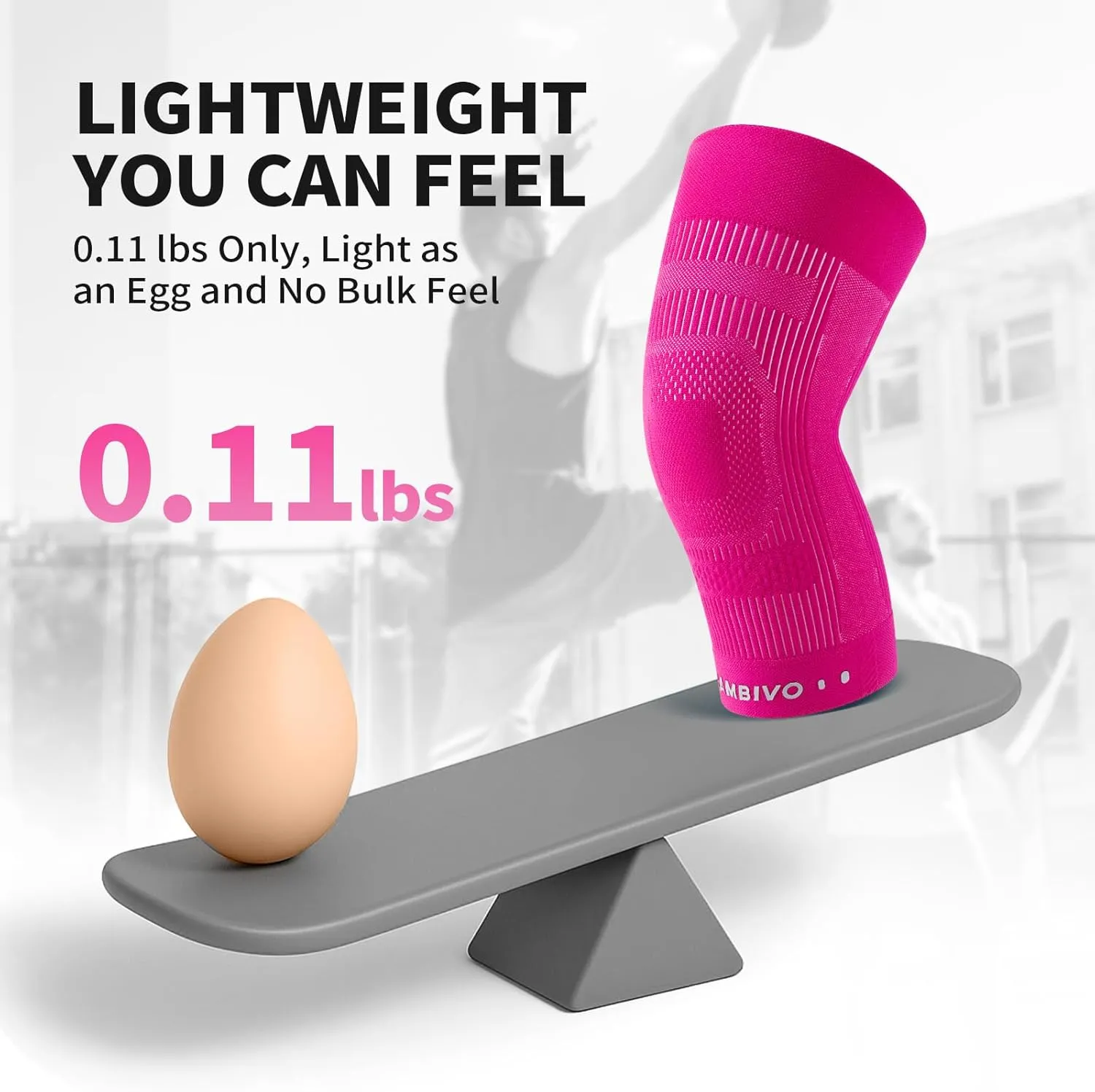 CAMBIVO Elite Motion Series Knee Brace for Women and Men (2 Pack), Ultra-Thin Lightweight Knee Compression Sleeve with Reflective Design for Pain Relief, Running, Workouts, Daily Use (Hot Pink, Large)