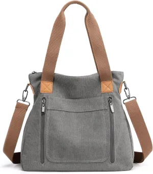 Canvas Crossbody Bags for Women Trendy Tote Purses Work Shoulder Multi-pocket Handbags