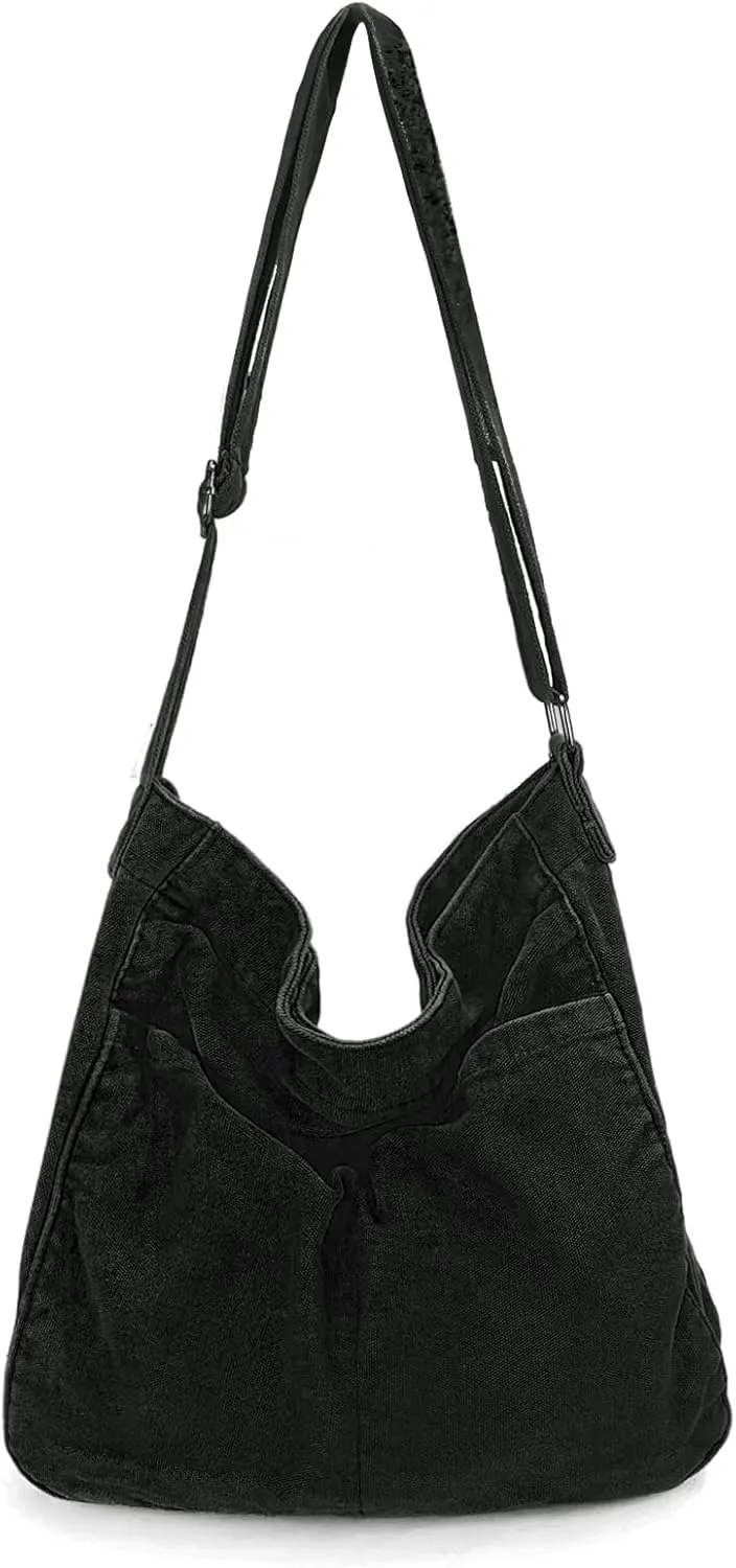 Canvas Crossbody Shoulder Bag Casual Hobo Bag Travel Tote Bag Messenger Bags Cute Large Purse for Women