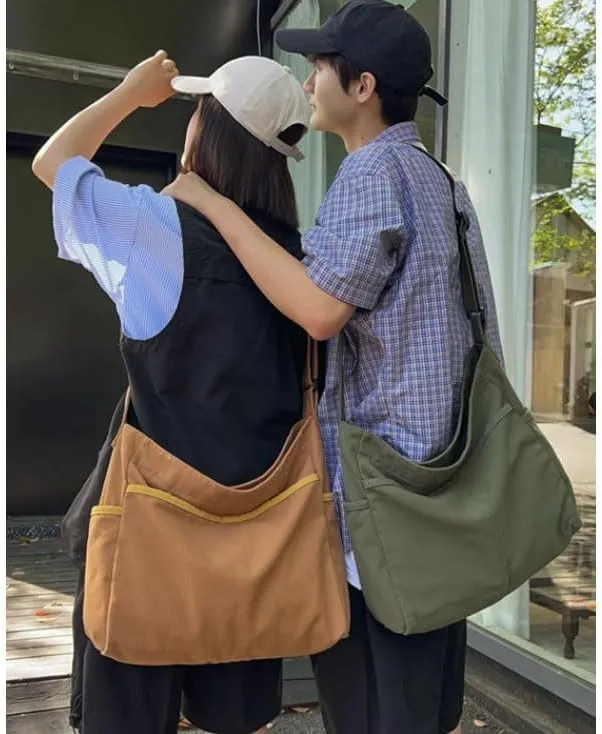 Canvas Hobo Crossbody Shoulder Tote Bag for Women and Men Multi-pocket Casual Purse Messenger Bags Travel Work