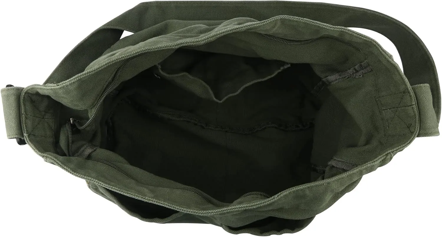 Canvas Hobo Crossbody Shoulder Tote Bag for Women and Men W/Multi-pocket Casual Purse Messenger Bags Travel Work