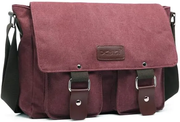 Canvas Messenger Bag for Men & Women - Vintage Shoulder Bag Satchel Bag Laptop Crossbody Campus Work Bag