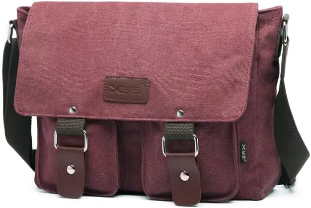 Canvas Messenger Bag for Men & Women - Vintage Shoulder Bag Satchel Bag Laptop Crossbody Campus Work Bag