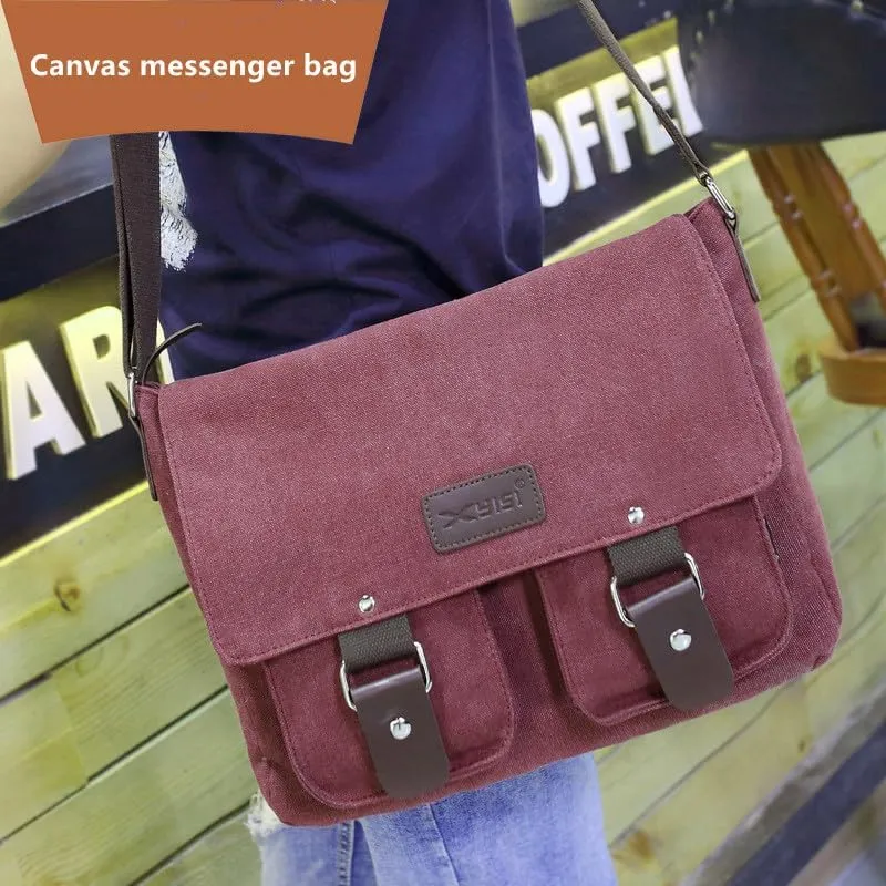 Canvas Messenger Bag for Men & Women - Vintage Shoulder Bag Satchel Bag Laptop Crossbody Campus Work Bag