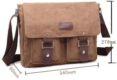 Canvas Messenger Bag for Men & Women - Vintage Shoulder Bag Satchel Bag Laptop Crossbody Campus Work Bag