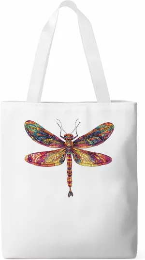 Canvas Tote Bag, Vintage Colorful Dragonfly patterned Canvas Tote Handbags for Women Shoulder Bag,