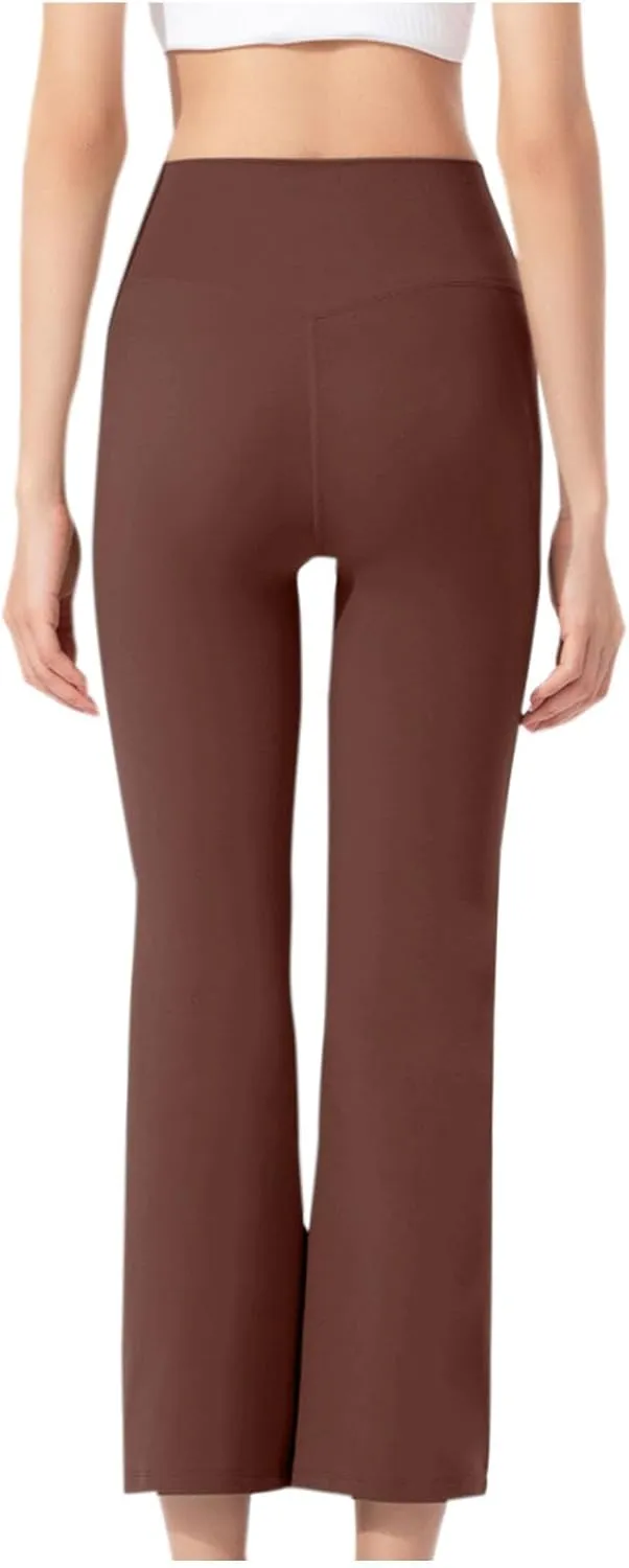Capri Pants for Women Stretch Elastic High Waisted Wide Leg Capris Trousers Athletic Fitness Gym Yoga Leggings Active Apparel