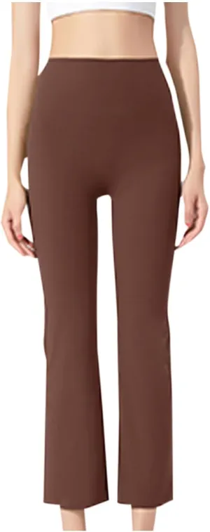 Capri Pants for Women Stretch Elastic High Waisted Wide Leg Capris Trousers Athletic Fitness Gym Yoga Leggings Active Apparel