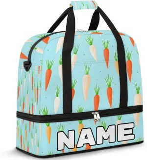 Carrot Print Custom Foldable Duffle Bag with Shoes Compartment Personalized Large Capacity Waterproof Travel Weekender Bag Overnight Bag for Sports Gym