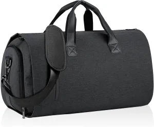 Carry On Garment Bag for Travel - Convertible Duffel for Suits, Dresses, Clothes - Weekend Bag With Shoe Compartment, Pockets, Shoulder Strap