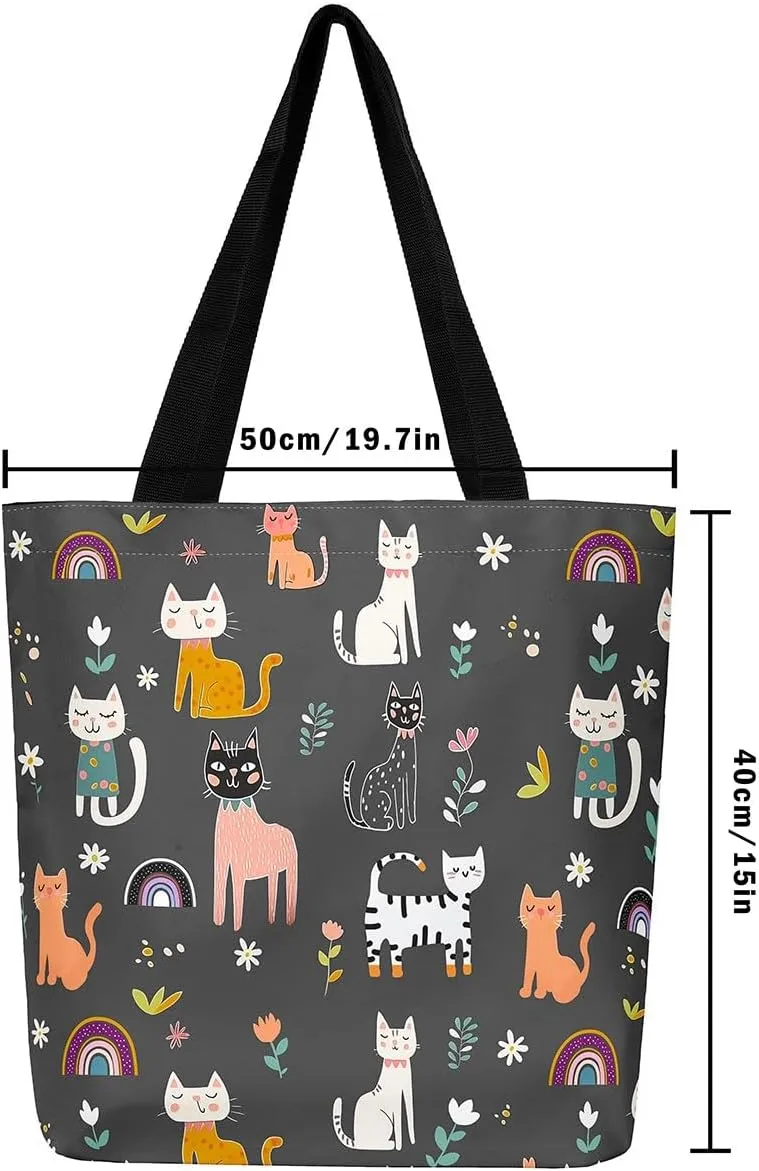 Cartoon Axolotl Canvas Tote Bag,Nautical Sea Animal Casual Reusable Handbag Ocean Fish Sandproof Beach Bag