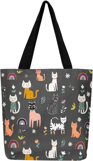 Cartoon Axolotl Canvas Tote Bag,Nautical Sea Animal Casual Reusable Handbag Ocean Fish Sandproof Beach Bag
