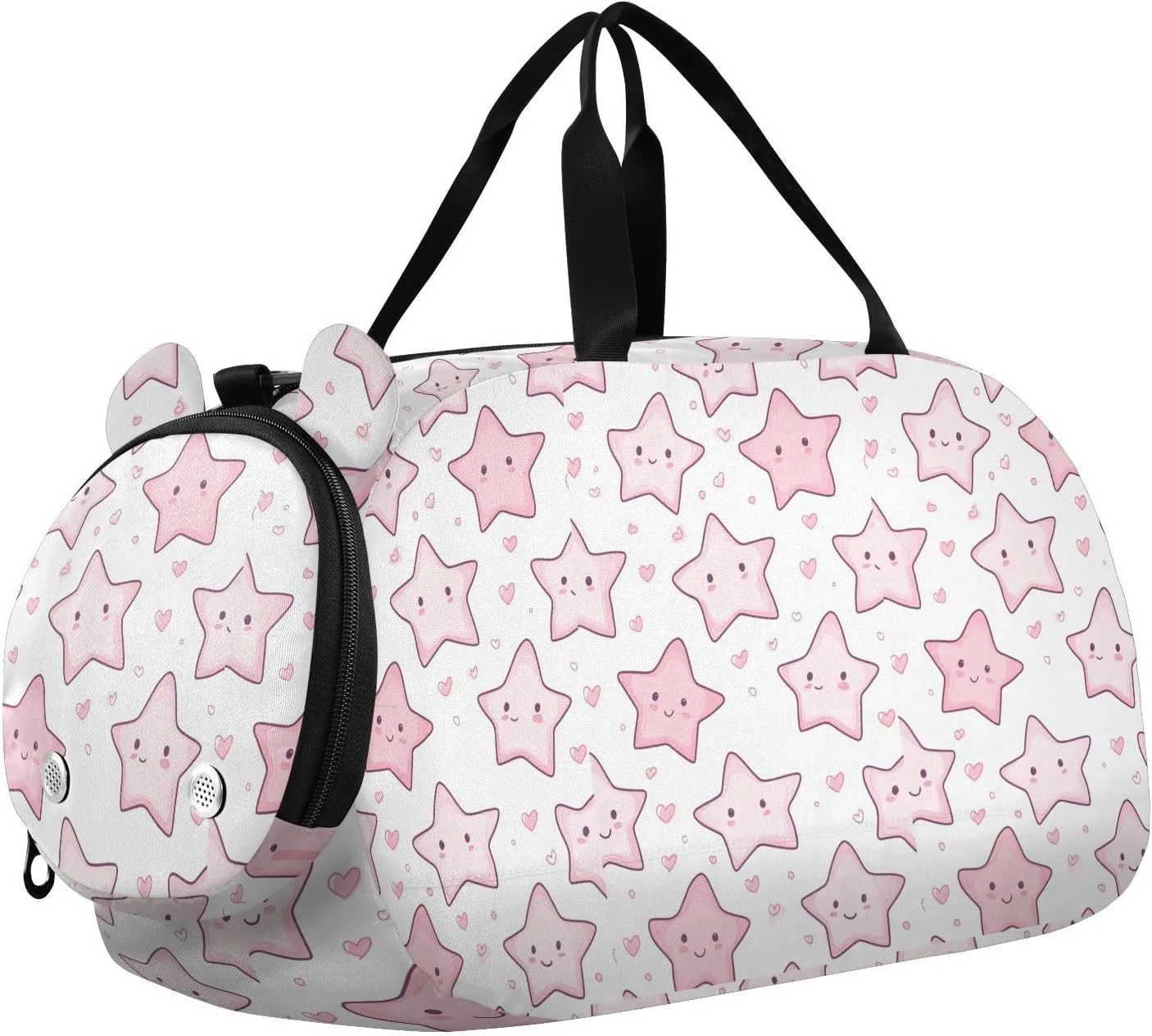 Cartoon Cute Peach Love Heart Duffel Bag with Shoes Compartment Lightweight Travel Duffel Bag for School Practice, Sports, Travel bolsas de